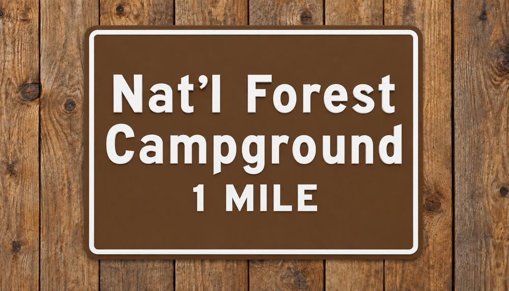 National Forest Campground 1 Mile Road Sign National Park NPS Hike Trail Camp